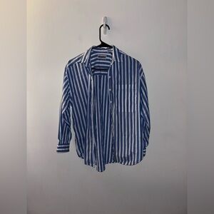 Women's Blue and White Top